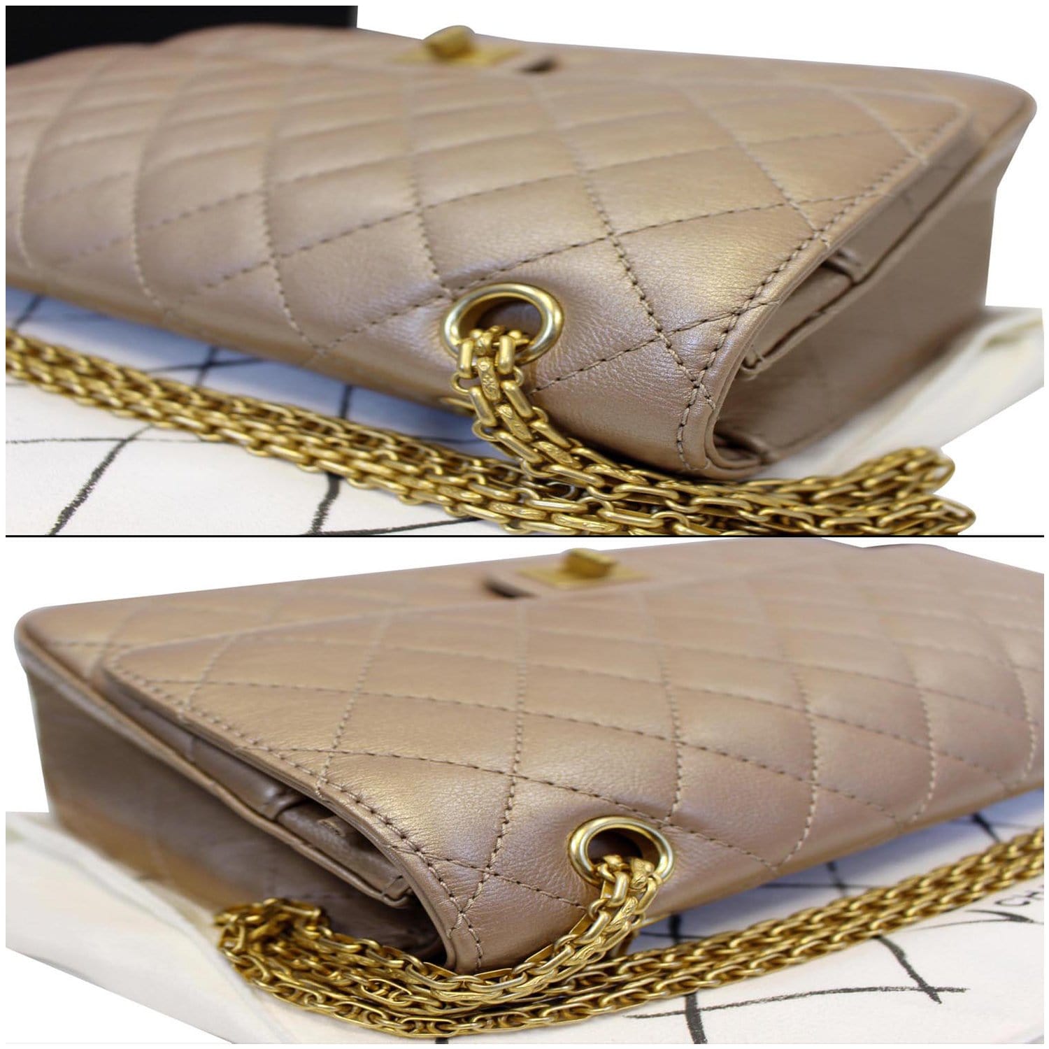 CHANEL Reissue Mademoiselle Lock Calfskin Leather Shoulder Bag Beige-US