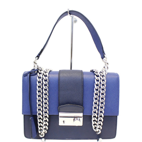 PRADA Saffiano Leather Blue Shoulder Bag - 15% OFF