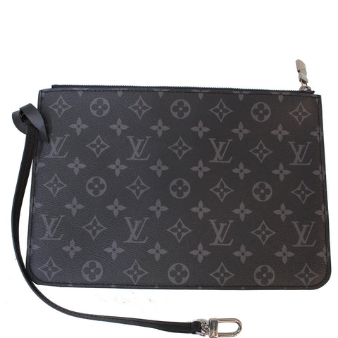 LOUIS VUITTON Pochette Monogram Eclipse Wristlet Black