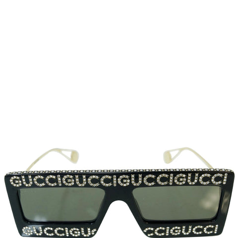 GUCCI Crystal Mask Frame Sunglasses GG0431s Black/Gold