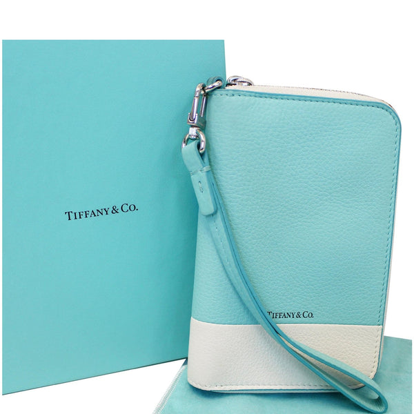 Tiffany & Co Color Block Zip Around Wallet Off-white/Blue-US