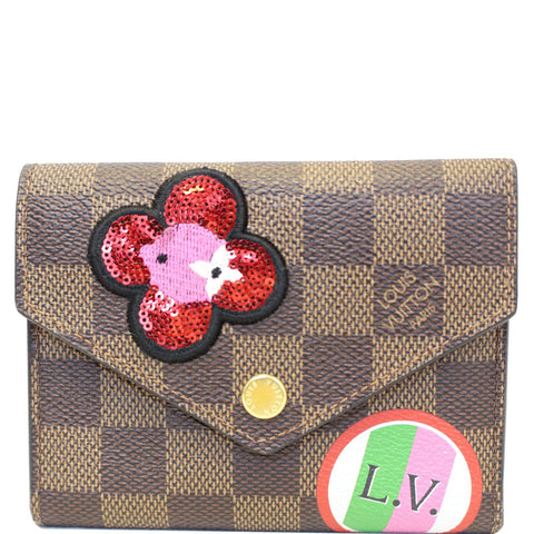 Louis Vuitton Victorine Damier Ebene Embroidery Wallet Brown