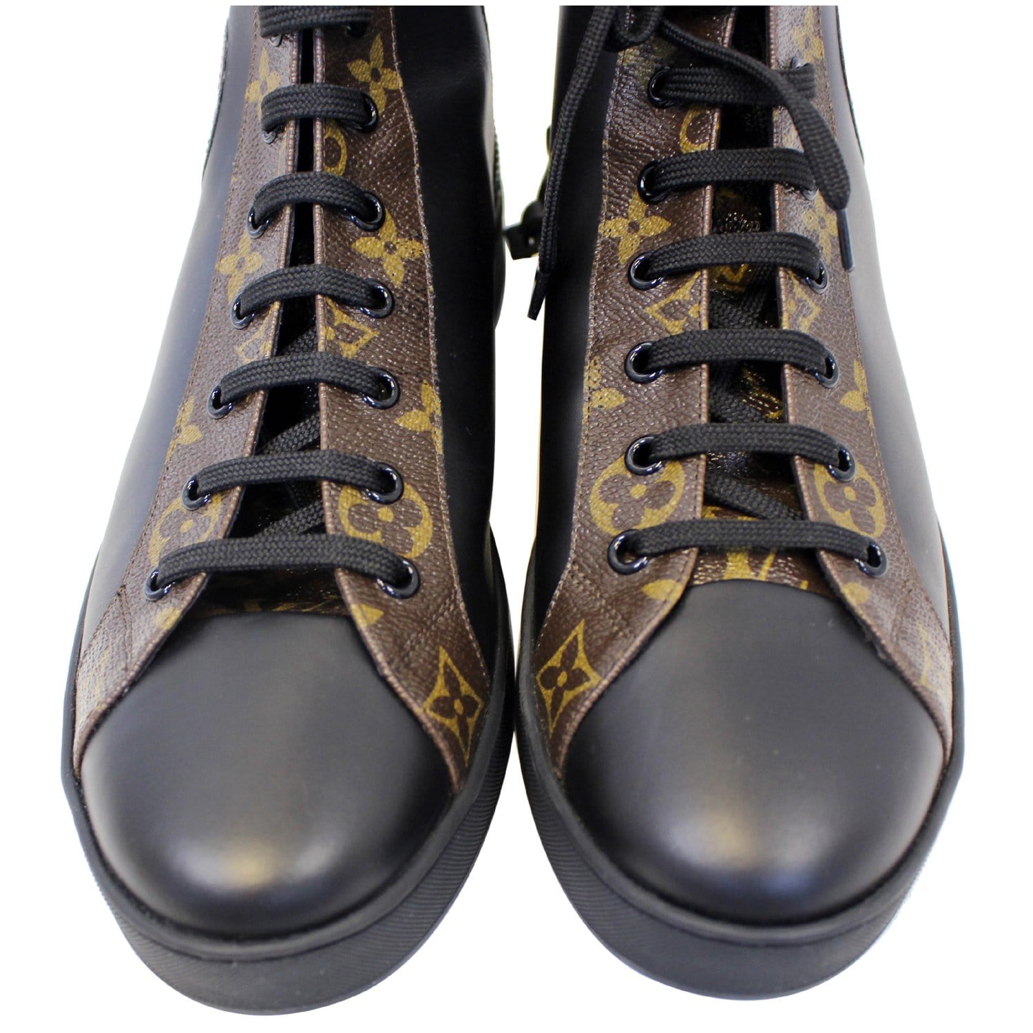 Louis Vuitton Back Leather Monogram Canvas High-Top Sneakers