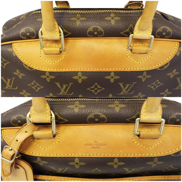 LOUIS VUITTON Deauville Monogram Canvas Boston Satchel Bag Brown