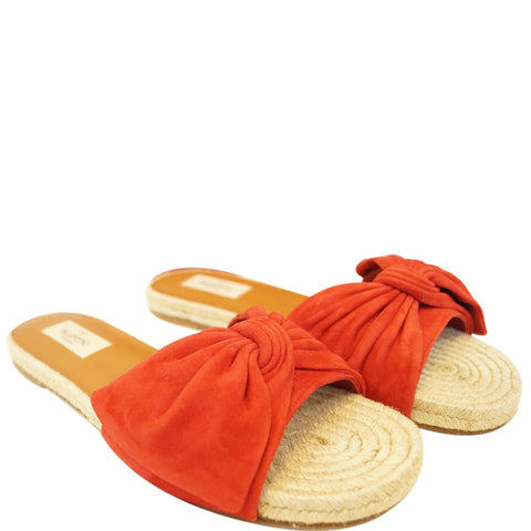VALENTINO Tropical Bow Espadrille Slide Sandal Red