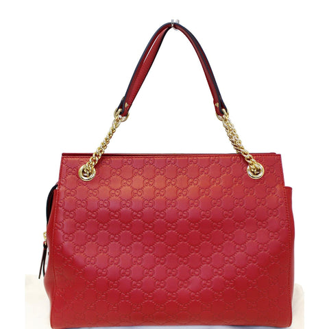 GUCCI Guccissima Leather Soft Signature Shoulder Bag Red