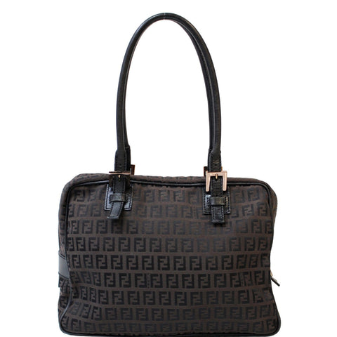 FENDI Top Handle Zucca Fabric Canvas Tote Brown