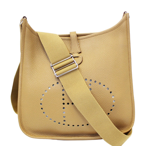HERMES Evelyne PM Clemence Leather Shoulder Crossbody Bag Beige-US