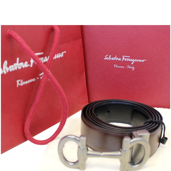 Salvatore Ferragamo Parigi Reversible Leather Belt Brown Size 47-US