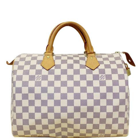 LOUIS VUITTON Speedy 30 Damier Azur Satchel Handbag White