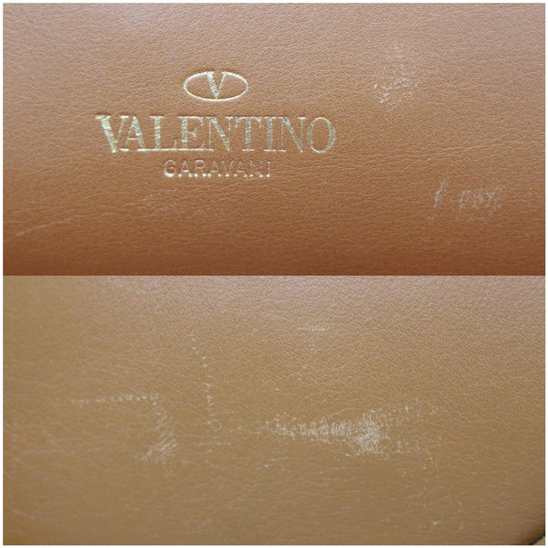 VALENTINO Rockstud Small Double Handle Leather Tote Bag Camel Brown