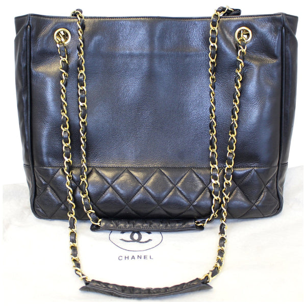 CHANEL Black Lambskin Tote Shoulder Bag Vintage-US