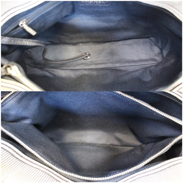 Chanel Tote Bag CC Shopping Large Denim navy blue interior