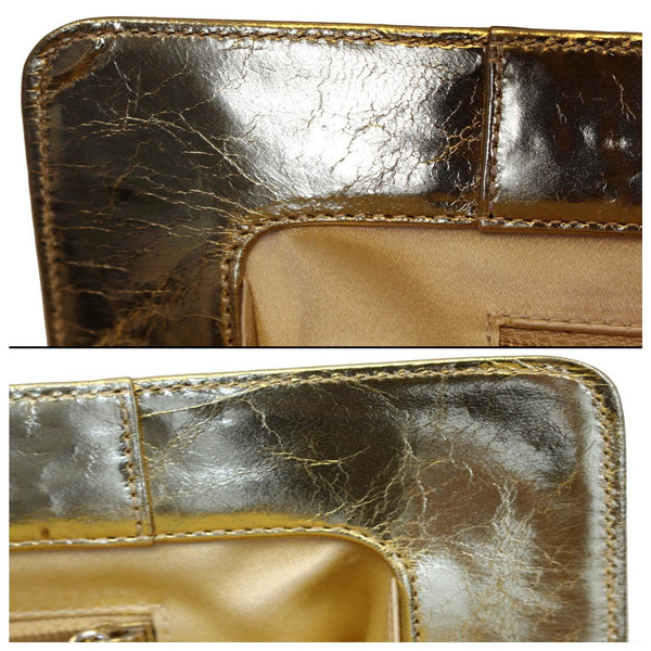 CHANEL Tweed We Need Metallic Lambskin Leather Clutch Gold-US