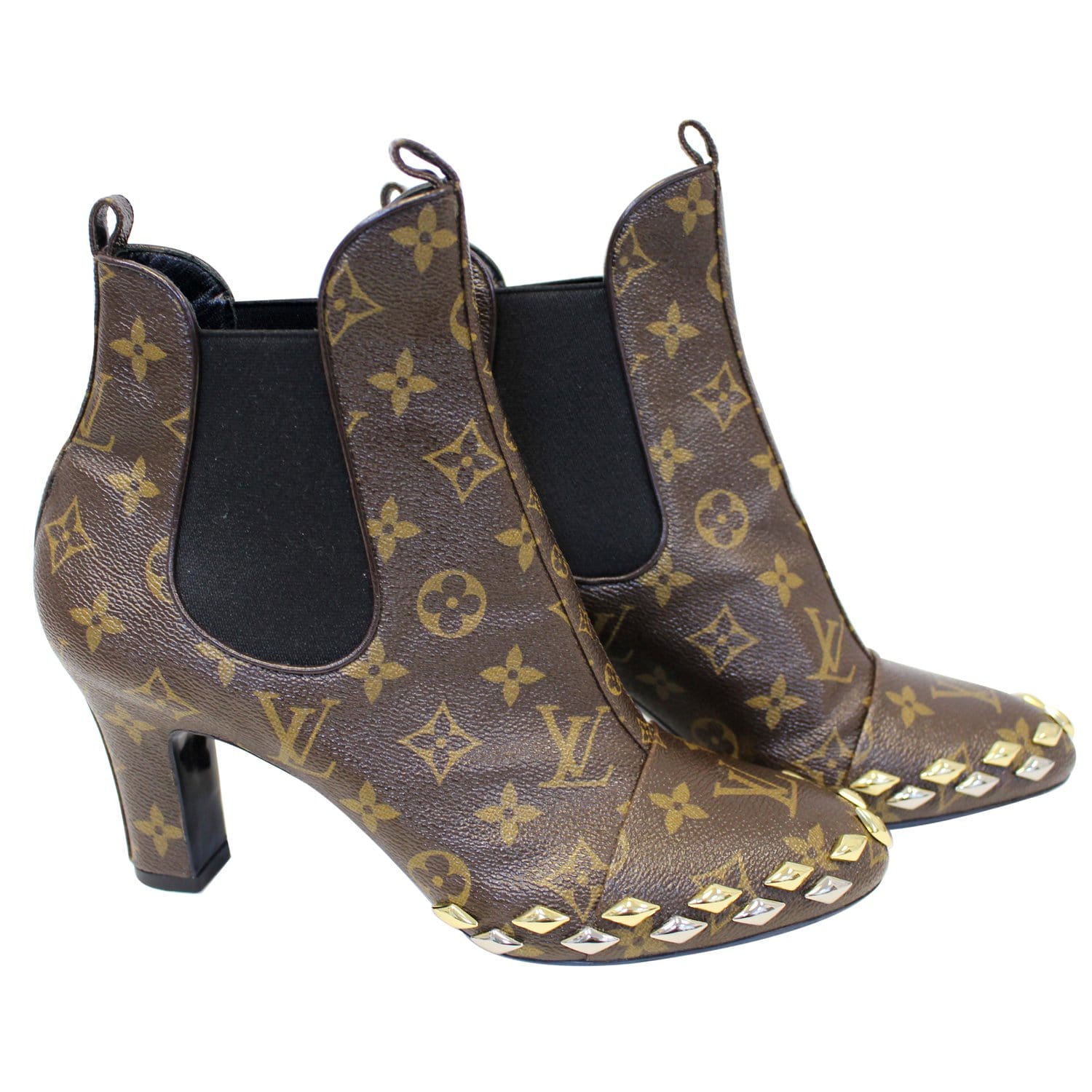Louis Vuitton Women's Cherie Ankle Boots Fabric with Studded Monogram Canvas  - ShopStyle