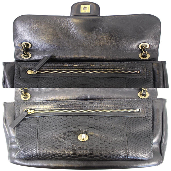 Used Chanel Urban Mix Flap  Shoulder Bag Calfskin Python Black