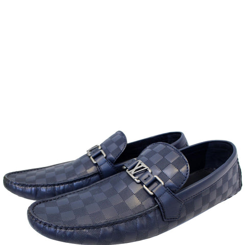 LOUIS VUITTON Hockenheim Damier Infini Moccasin Loafers Blue US 13