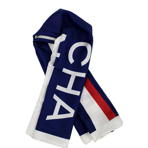 CHANEL Cruise 2019 Silk Scarf White/Blue/Red