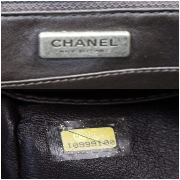 Chanel Jumbo Classic Fur and Python Leather Flap Bag interior