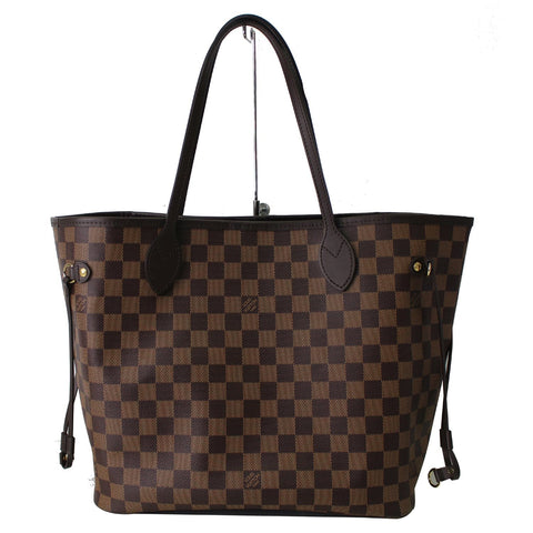 LOUIS VUITTON Neverfull MM Damier Ebene Tote Shoulder Bag Brown