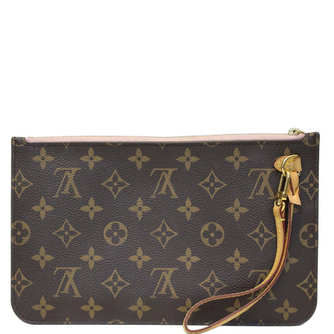 LOUIS VUITTON Pochette Wristlet Pouch Monogram Canvas Neverfull MM Brown