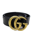 GUCCI Double G Buckle Black Leather Belt Size 39 Black-US