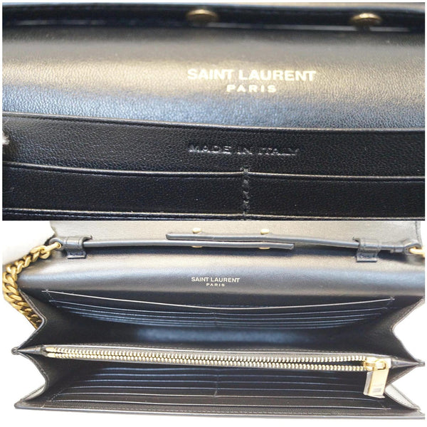 YVES SAINT LAURENT Kate Monogramme Leopard Print Shoulder Bag Black