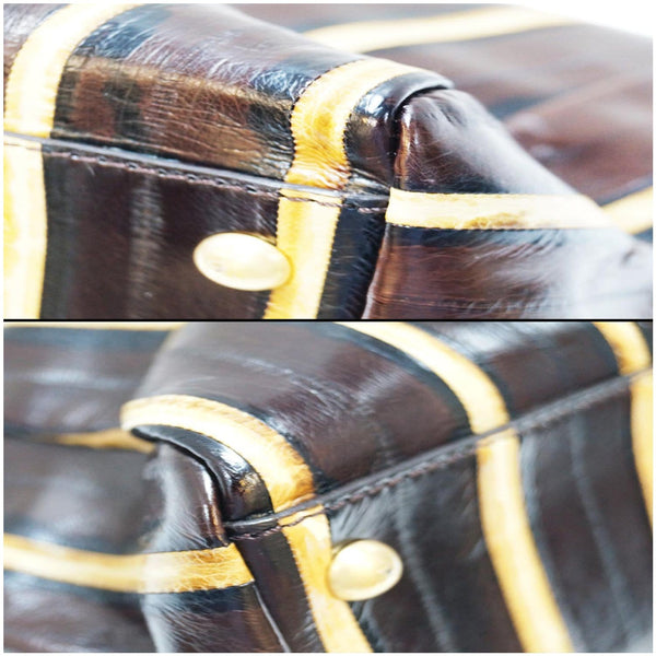 Fendi Peekaboo Striped Eel Skin Leather Bag - corner 