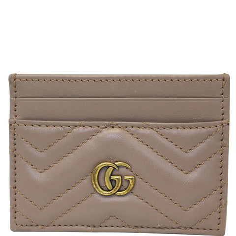GUCCI GG Marmont Leather Card Case Taupe 443127
