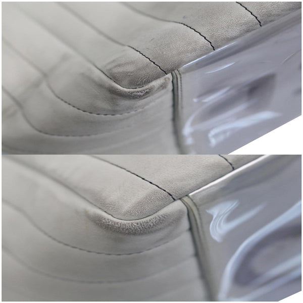 Chanel Tote Bag Large CC Chain Lambskin Cream inside view