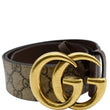Gucci Double G Buckle GG Canvas Leather Belt Brown - DDH