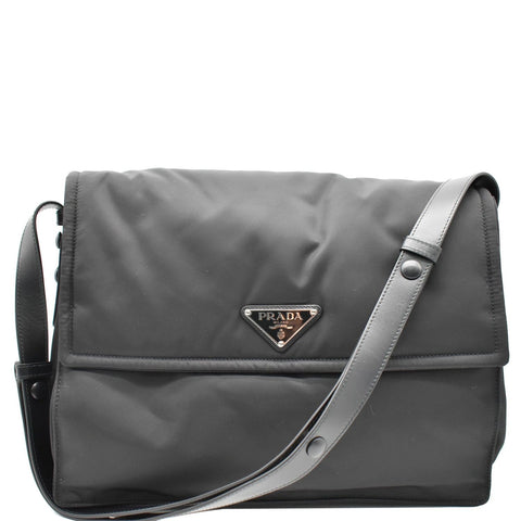PRADA Large Padded Re-Nylon Shoulder Bag Black