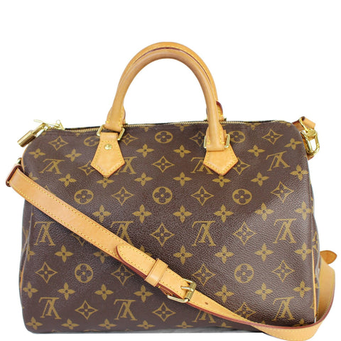 LOUIS VUITTON Speedy 30 Bandouliere Monogram Canvas Shoulder Bag Brown