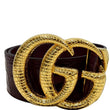 Gucci Lizard Double G Buckle Calfskin Leather Belt S 80.32