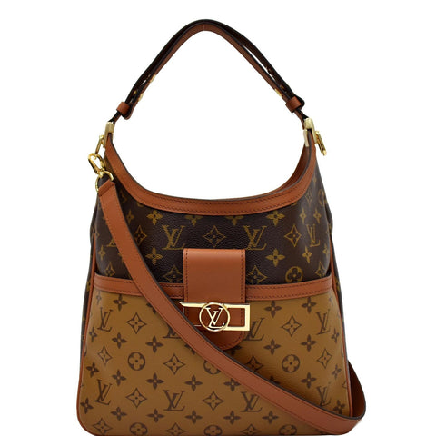 LOUIS VUITTON Dauphine MM Monogram Reverse Canvas Hobo Shoulder Bag Brown