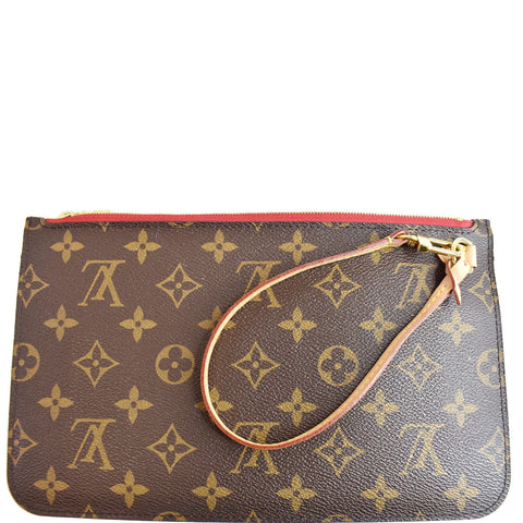 LOUIS VUITTON Pochette Wristlet Pouch Monogram Canvas Neverfull MM Brown