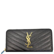YVES SAINT LAURENT Matelasse Zip Around Wallet Black
