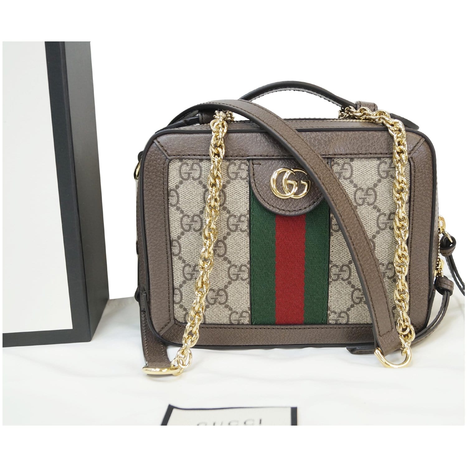 Gucci Ophidia Square Shoulder Bag in Brown