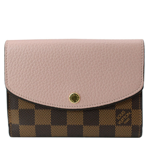 LOUIS VUITTON Damier Ebene Normandy Compact Wallet Rose Ballerine