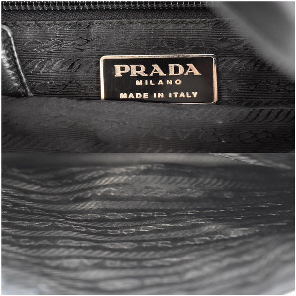 PRADA Nylon Leather Strap Shoulder Bag Black