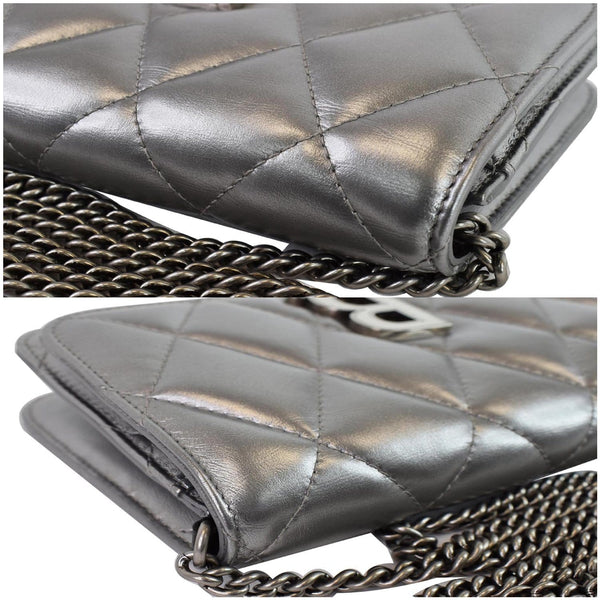 BALENCIAGA B Quilted Leather Wallet On Chain Crossbody Bag Silver - Last Call
