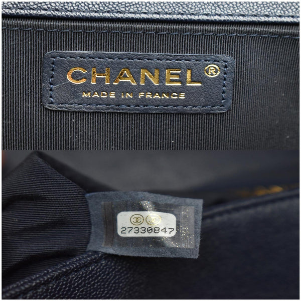 CHANEL Medium Boy Flap Quilted Leather Shoulder Bag Navy Blue