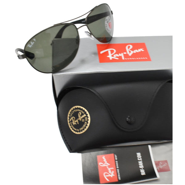 RAY-BAN RB3526 029/9A Matte Gunmetal Sunglasses Green Polarized Lens