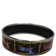 HERMES Enamel Printed Horse Riding Motif Wide Bangle Bracelet Multi