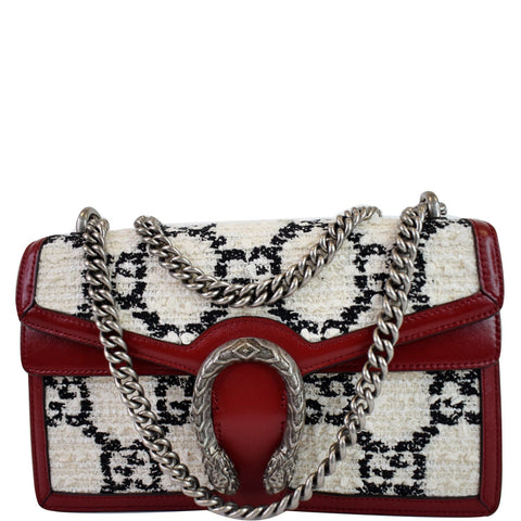 GUCCI Dionysus GG Tweed Small Shoulder Bag Cerise 400249