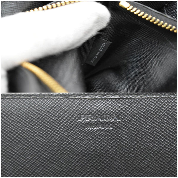 PRADA Saffiano Leather Wallet on Chain Clutch Crossbody Bag Black