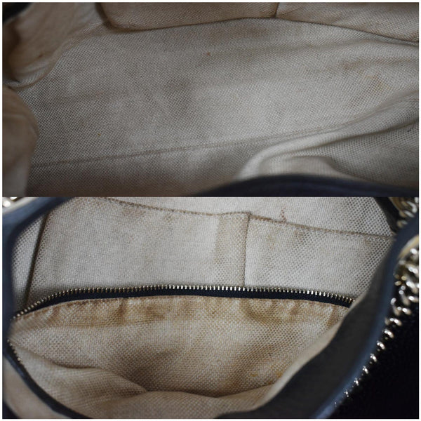 GUCCI Soho Pebbled Leather Chain Shoulder Bag 308982 Black