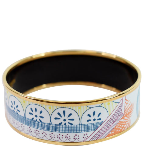 HERMES Face Bangle Enamel Bracelet Multicolor