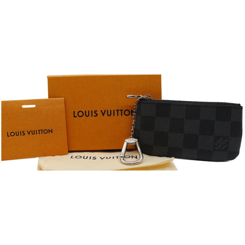 LOUIS VUITTON Pochette Key Cles Damier Graphite Coin Case Black