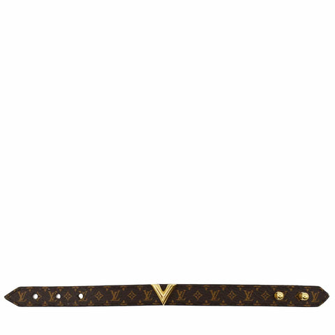 LOUIS VUITTON Essential V Monogram Canvas Bracelet Brown Size 15